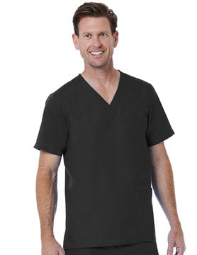 RED PANDA Red Panda Black Men's V-Neck Scrub Top 5206