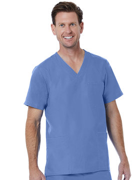 RED PANDA Red Panda Ciel Blue Men's V-Neck Scrub Top 5206