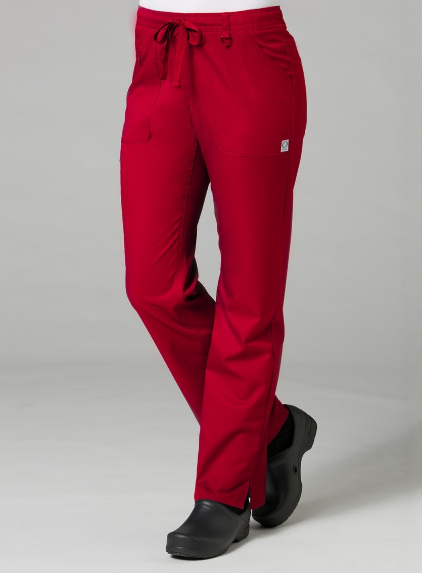 Red Full Elastic Cargo Women's Pants 7308