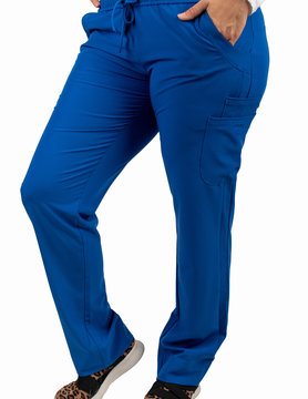 Excel Royal Blue Women's Drawstring Waistband Fitted Scrub Pants 960