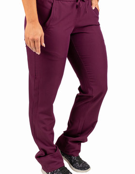 Excel Burgundy Women's Drawstring Waistband Fitted Scrub Pants 960