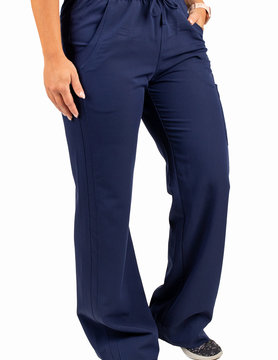 Excel Navy Blue Women's Drawstring Waistband Scrub Fitted Pants 960