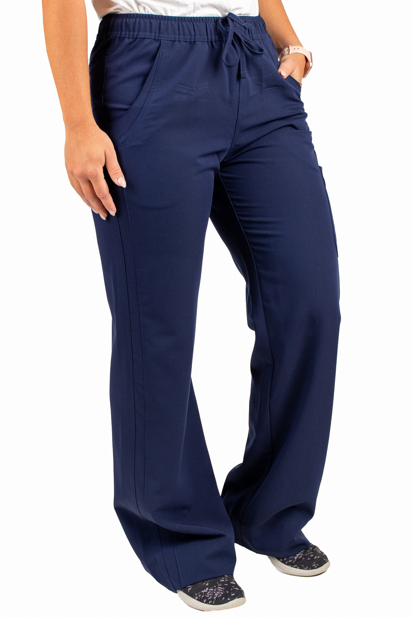 Navy Blue Women's Drawstring Waistband Fitted Pants 960