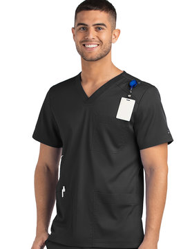 Matrix Men's Eon Black Men's 3-Pocket V-Neck Scrub Top 5502