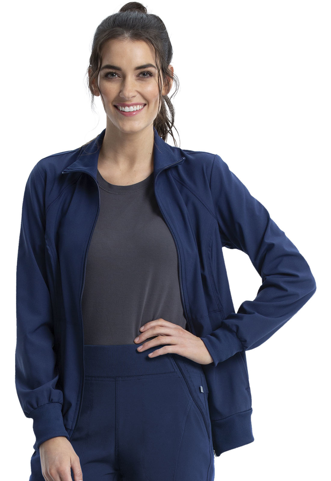 navy blue warm up jacket
