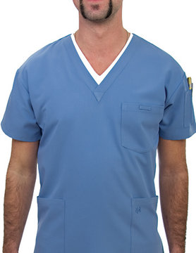 Excel Ciel Blue Unisex V-Neck Scrub Top 320