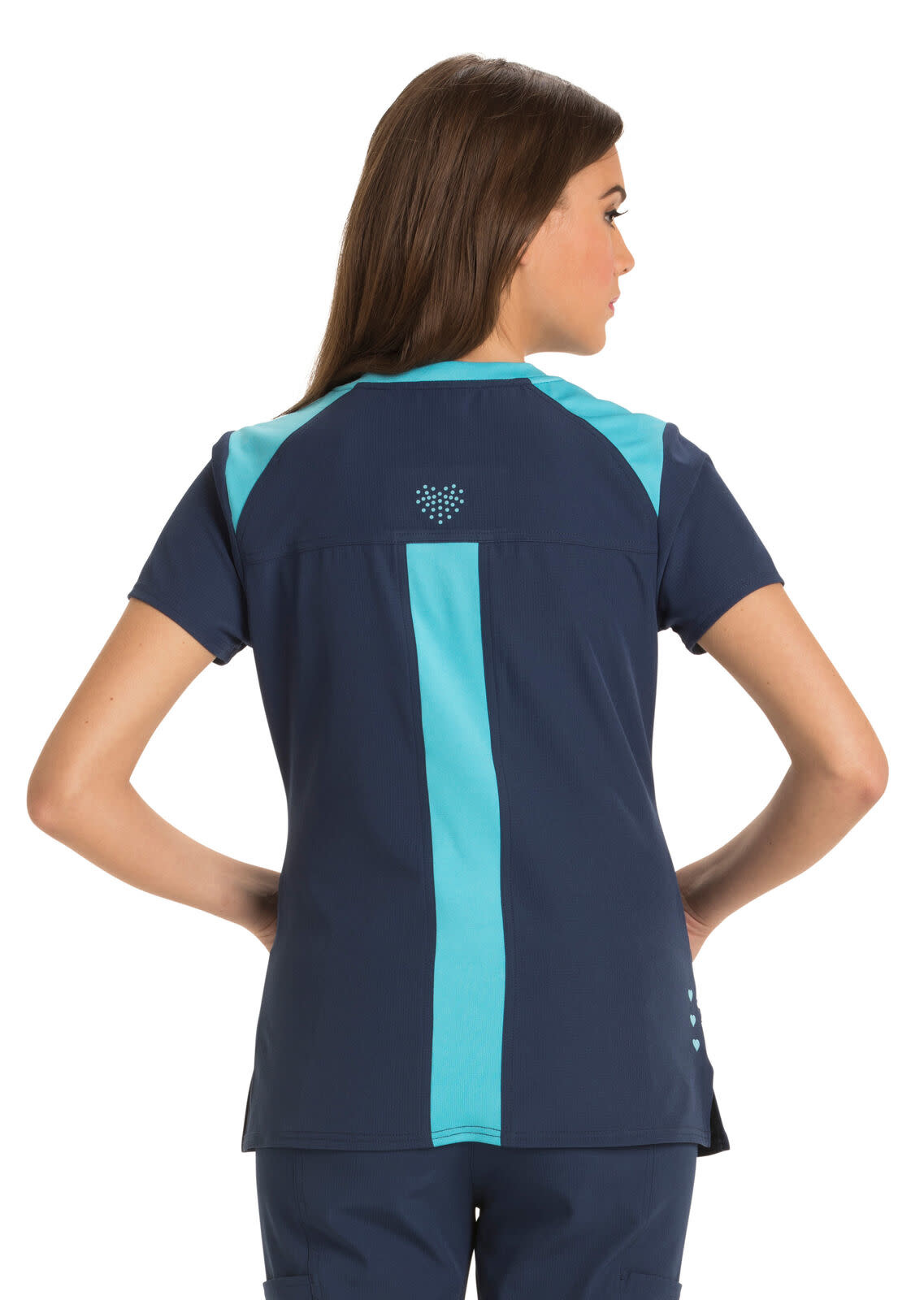 HEART SOUL Navy/Turquoise Heart Soul Women's Top Large HS652 DR10B