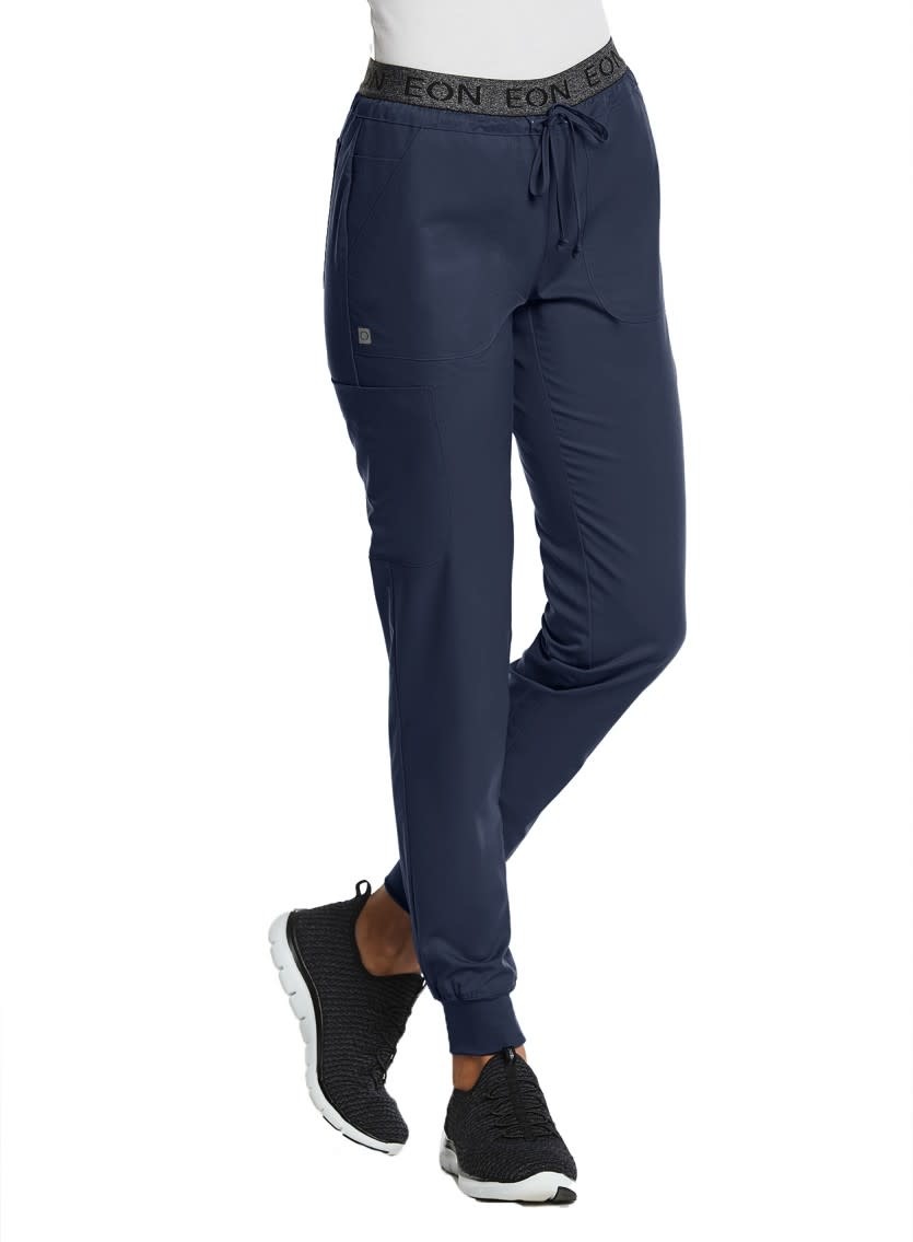 EON Sports Navy Blue Sporty Full Elastic Logo Waist Jogger Pants 7378