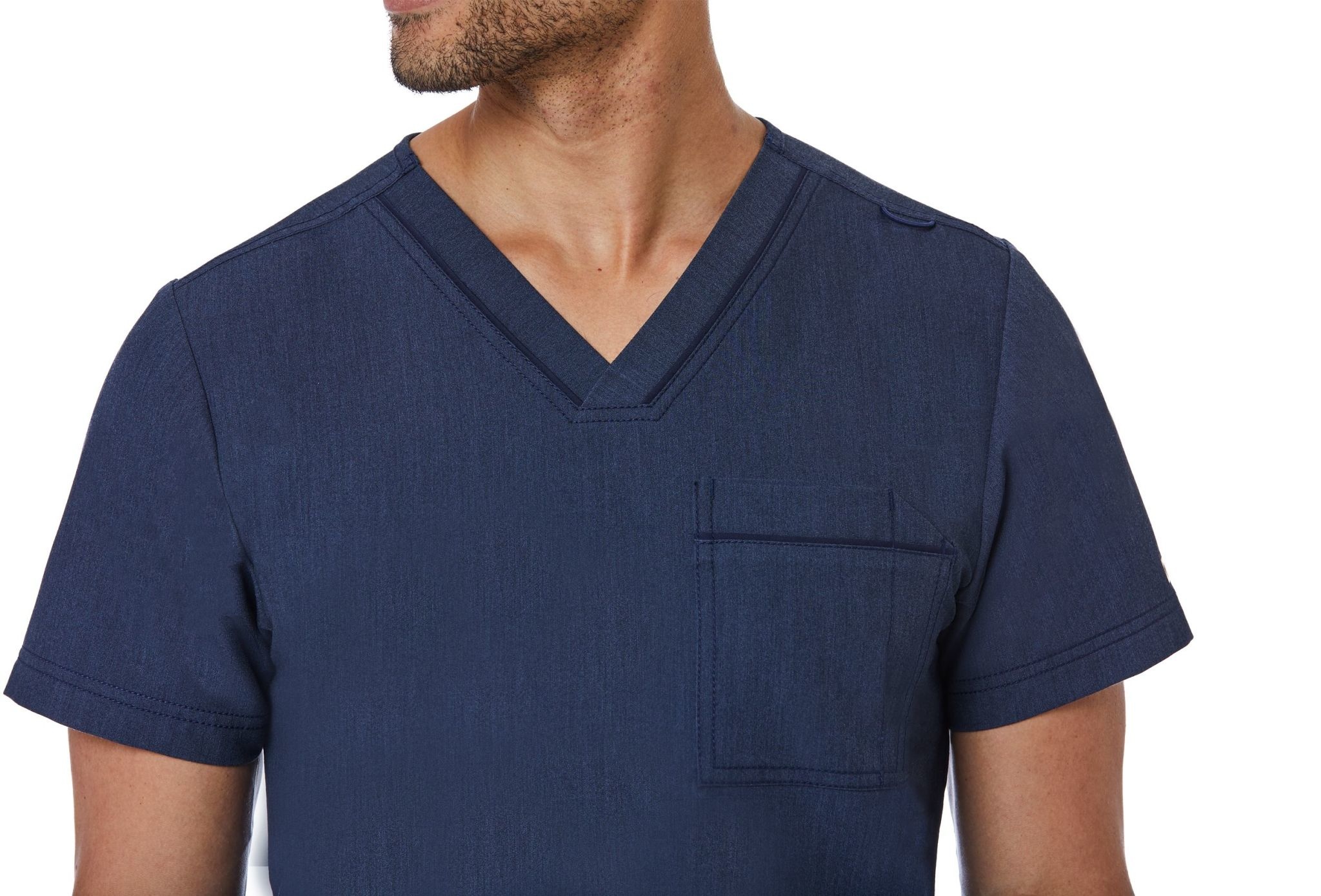 Matrix Pro Men's Heather Navy Men's Contrast Piping V-Neck Top 5901