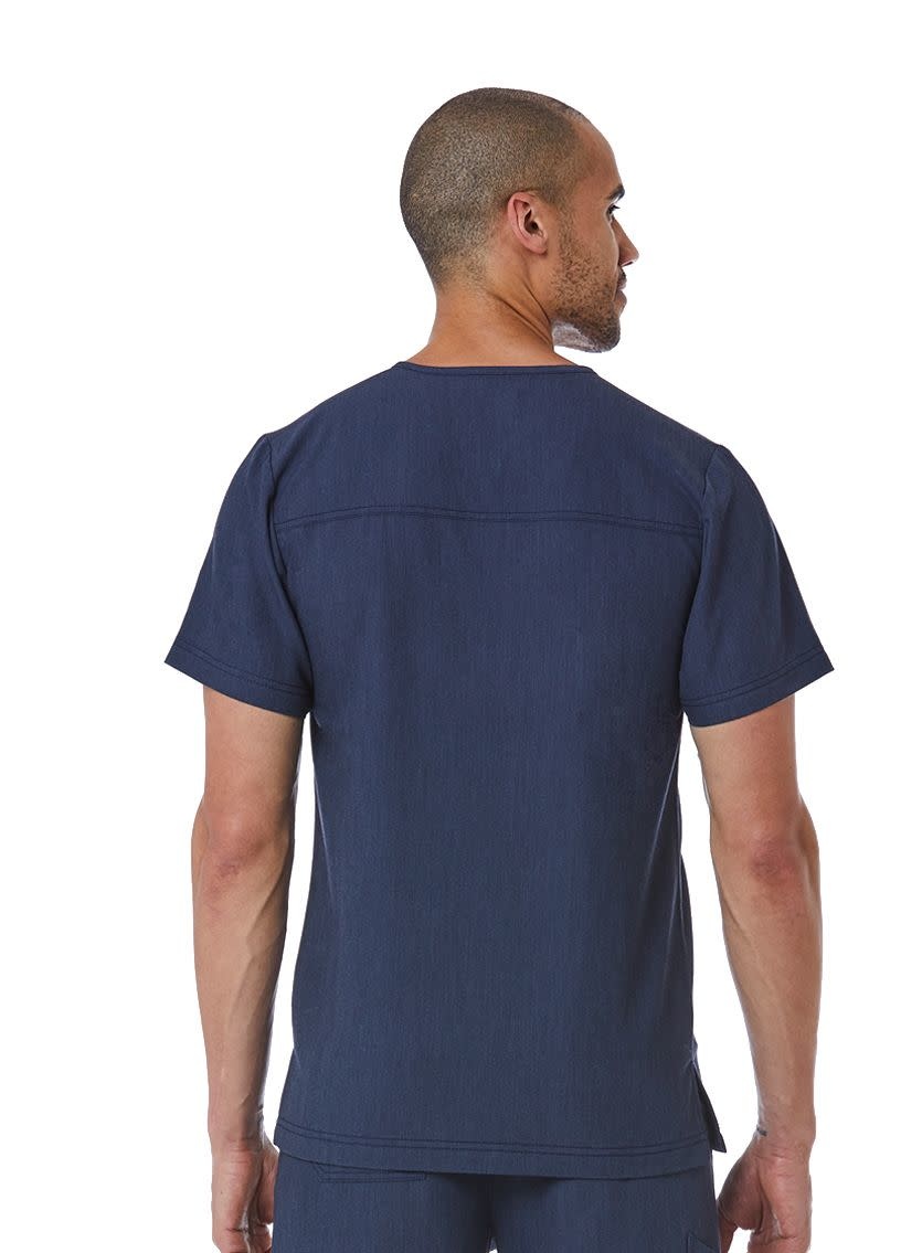 Matrix Pro Men's Heather Navy Men's Contrast Piping V-Neck Top 5901