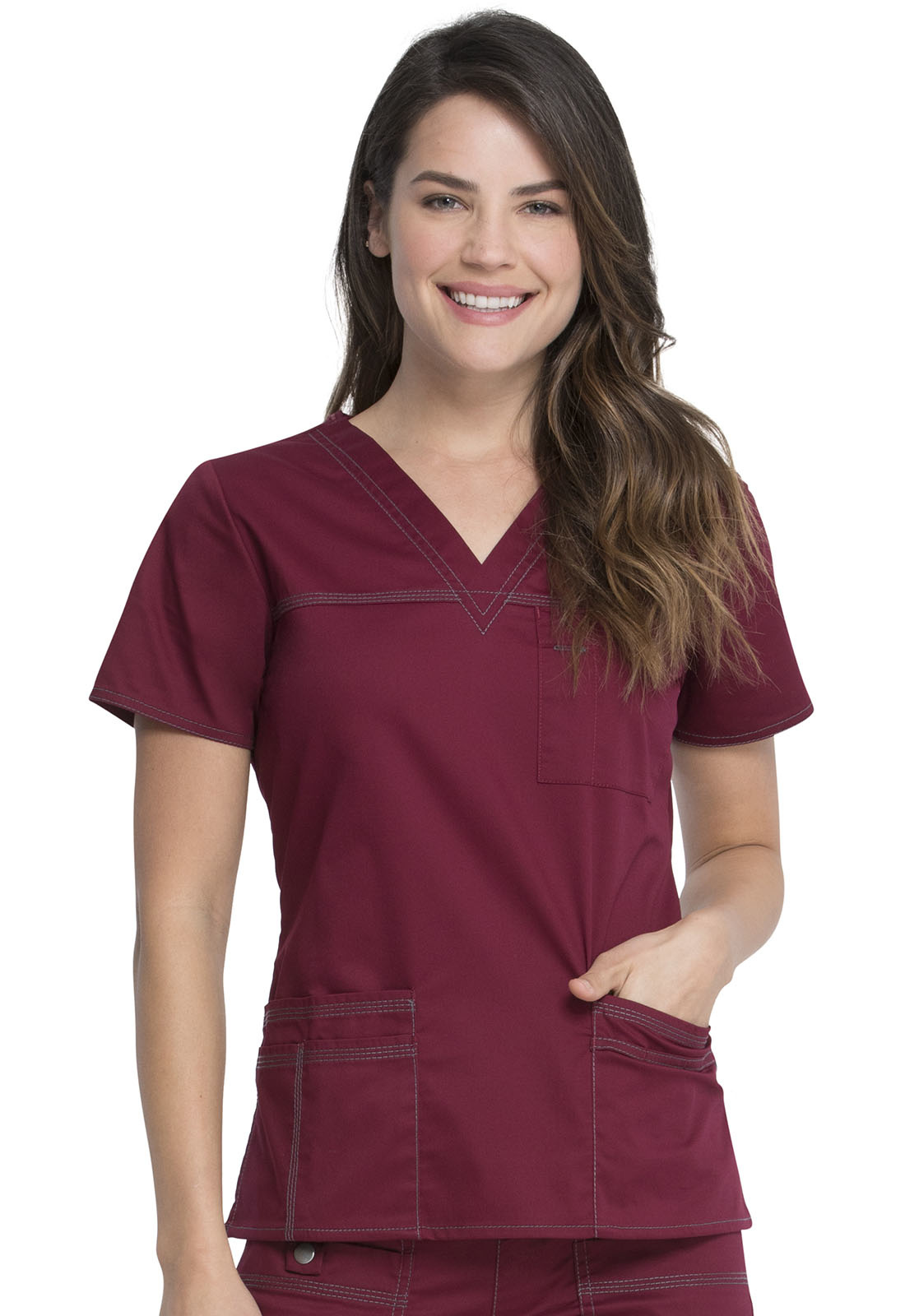 DICKIES Wine V-Neck Women's Top 817455