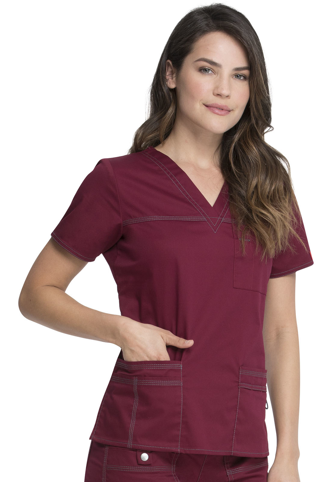 DICKIES Wine V-Neck Women's Top 817455