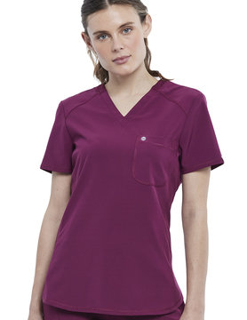 CHEROKEE Cherokee Tuckable V-Neck Scrub Top in Wine CK687