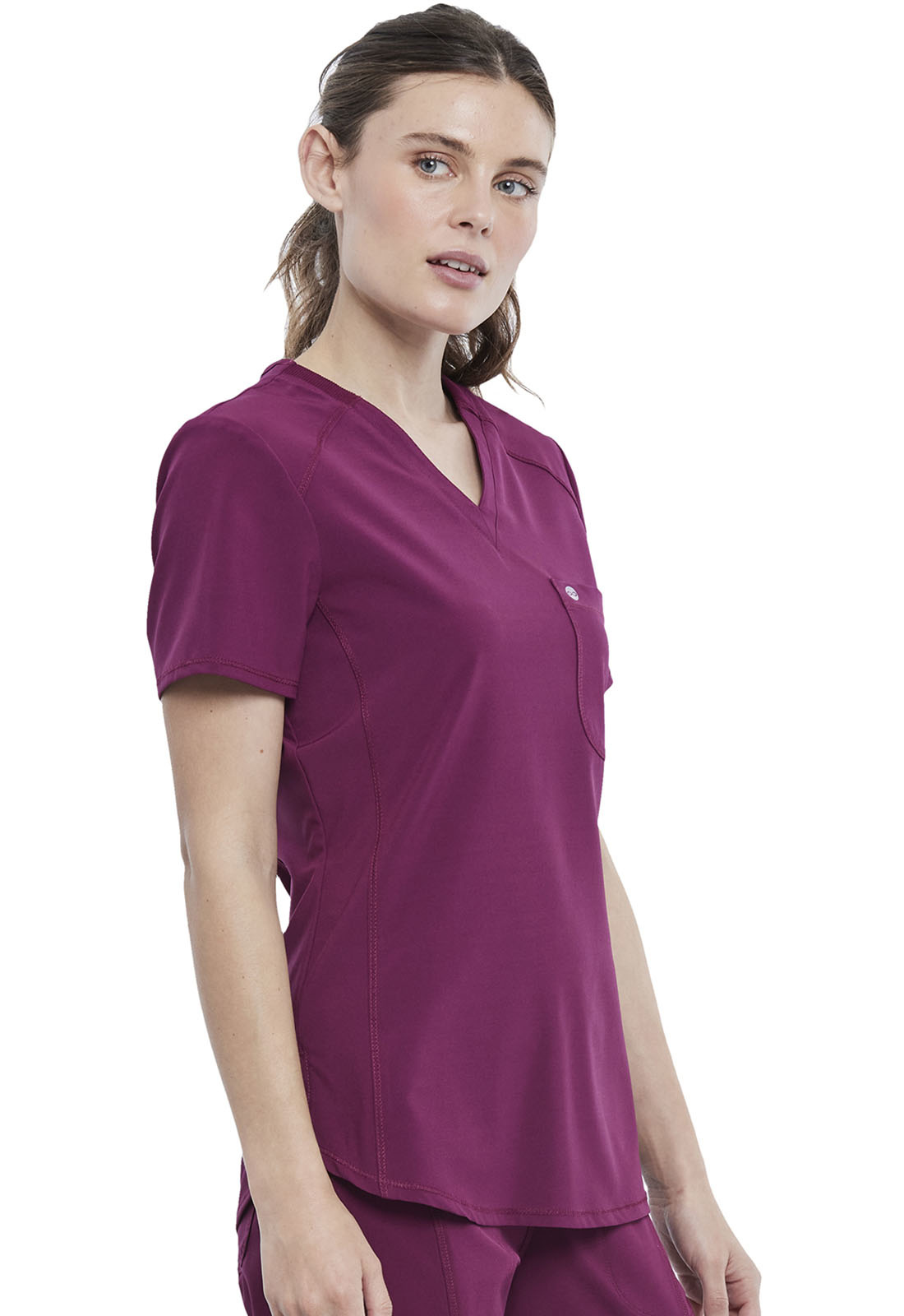 CHEROKEE Tuckable V-Neck Top in Wine CK687