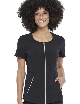 CHEROKEE Cherokee Full Zip Front Black Scrub Top CK915-BLK