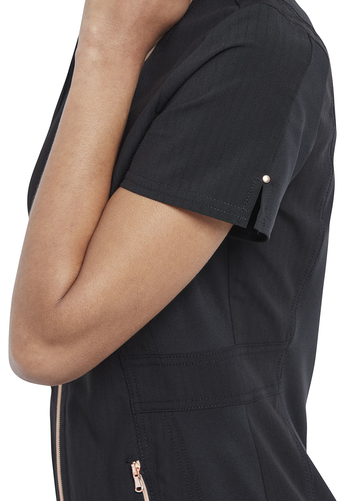 CHEROKEE Full Zip Front Black Scrub Top CK915-BLK