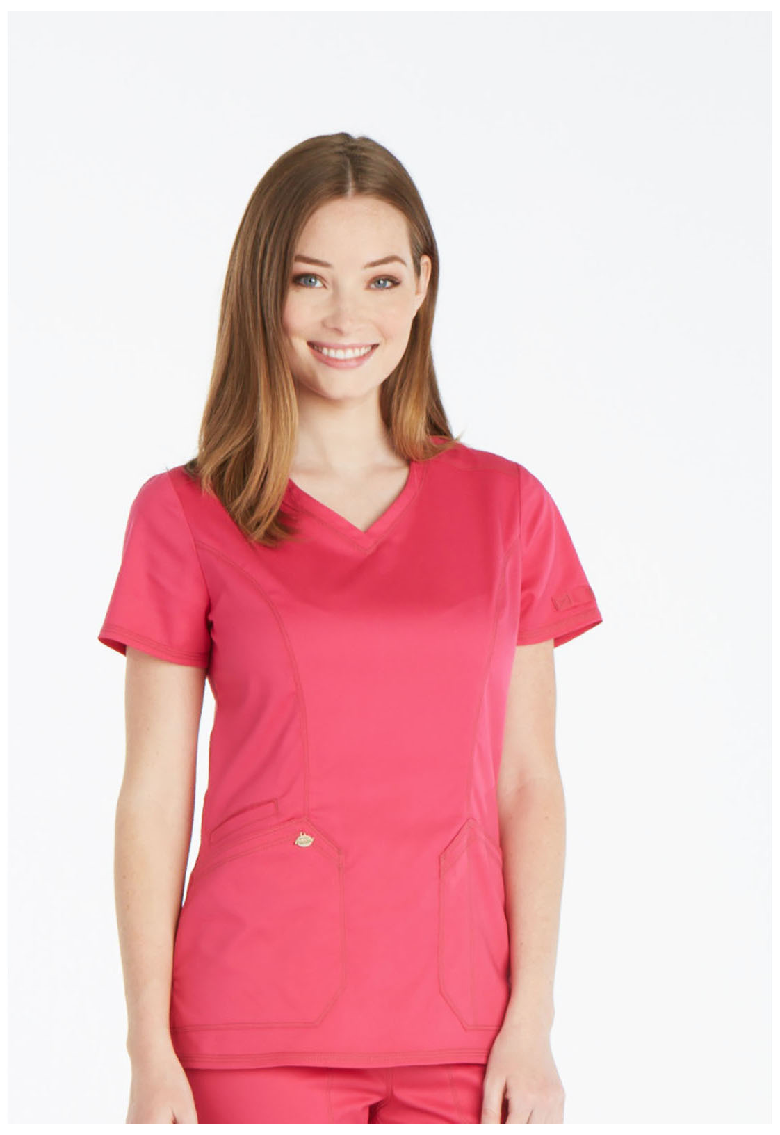 DICKIES Hot Pink Essence V-Neck Women's Top DK803