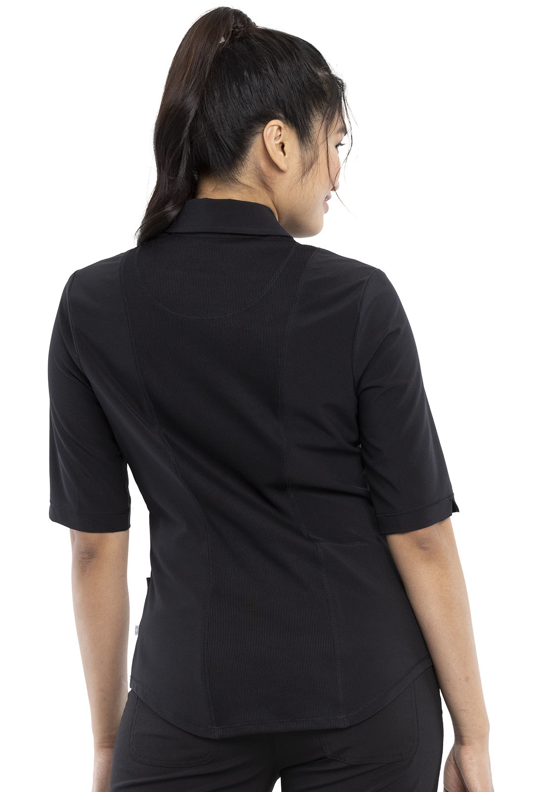 CHEROKEE Black Cherokee Women's Polo Collar Scrub Top CK872A