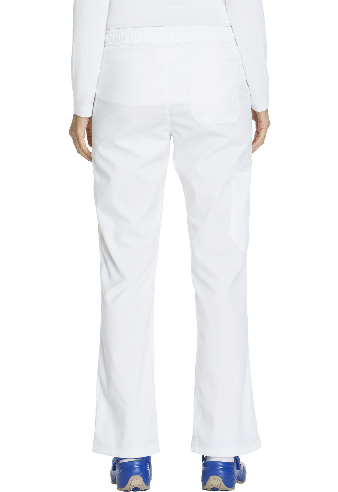 DICKIES White Mid Rise Straight Leg Women's Drawstring Petite Pants DK106P