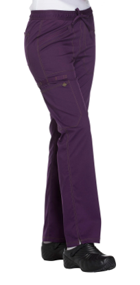 DICKIES Eggplant Dickies Mid Rise Straight Leg Women's Petite Drawstring Pants DK106P