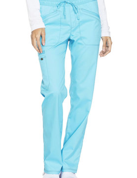 DICKIES Turquoise Mid Rise Straight Leg Women's Petite Drawstring Pants DK106P