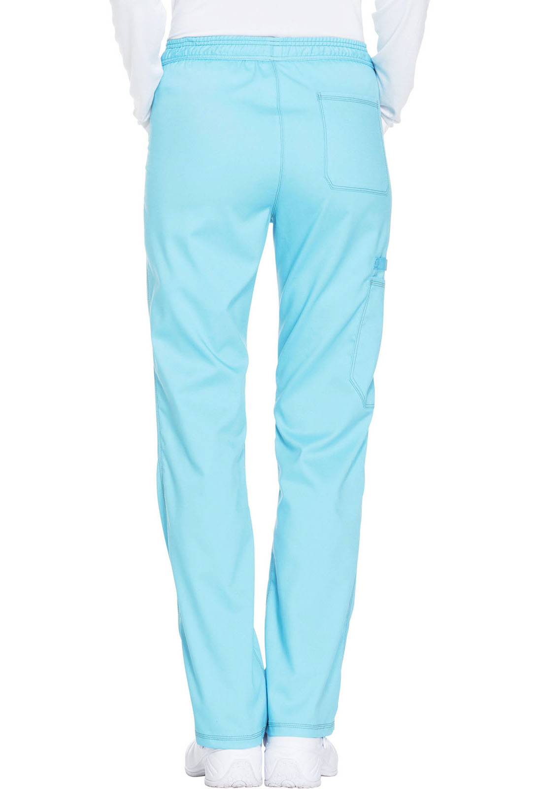 Turquoise Mid Rise Straight Leg Women's Petite Drawstring Pants DK106P