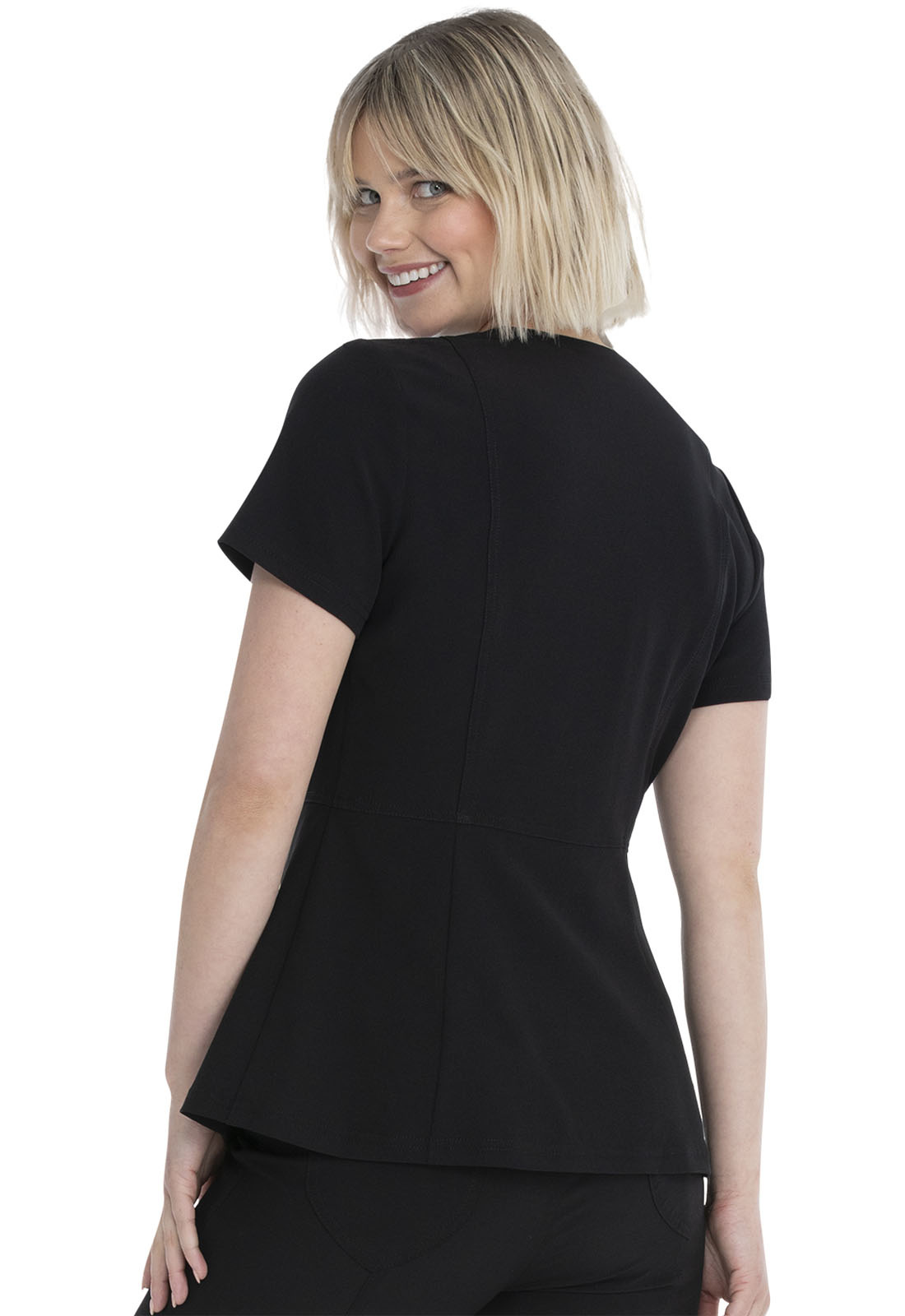 Black FITTED BELLE SCRUB TOP