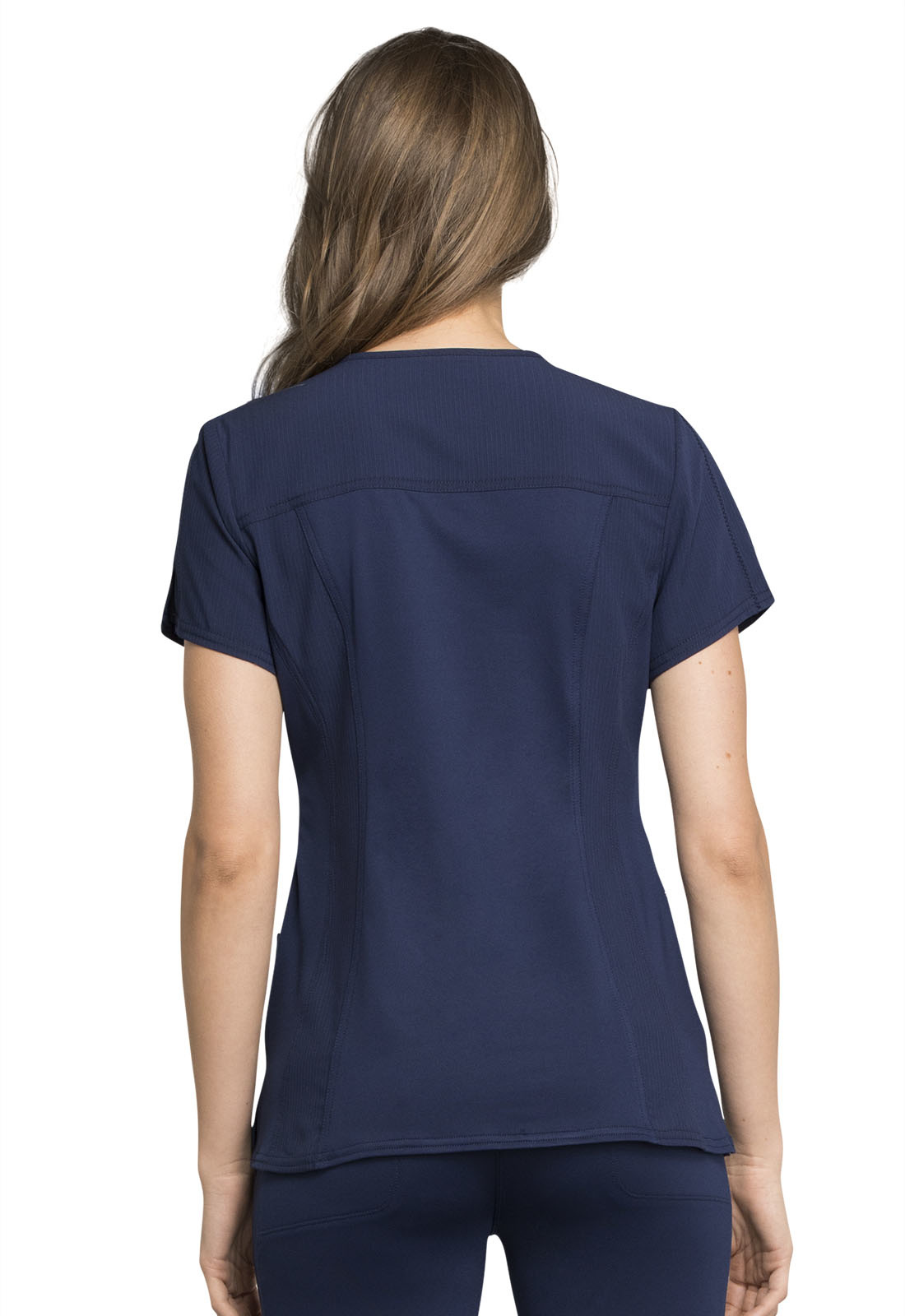 CHEROKEE Navy Blue Ribbed V-Neck Women's Scrub Top CK695