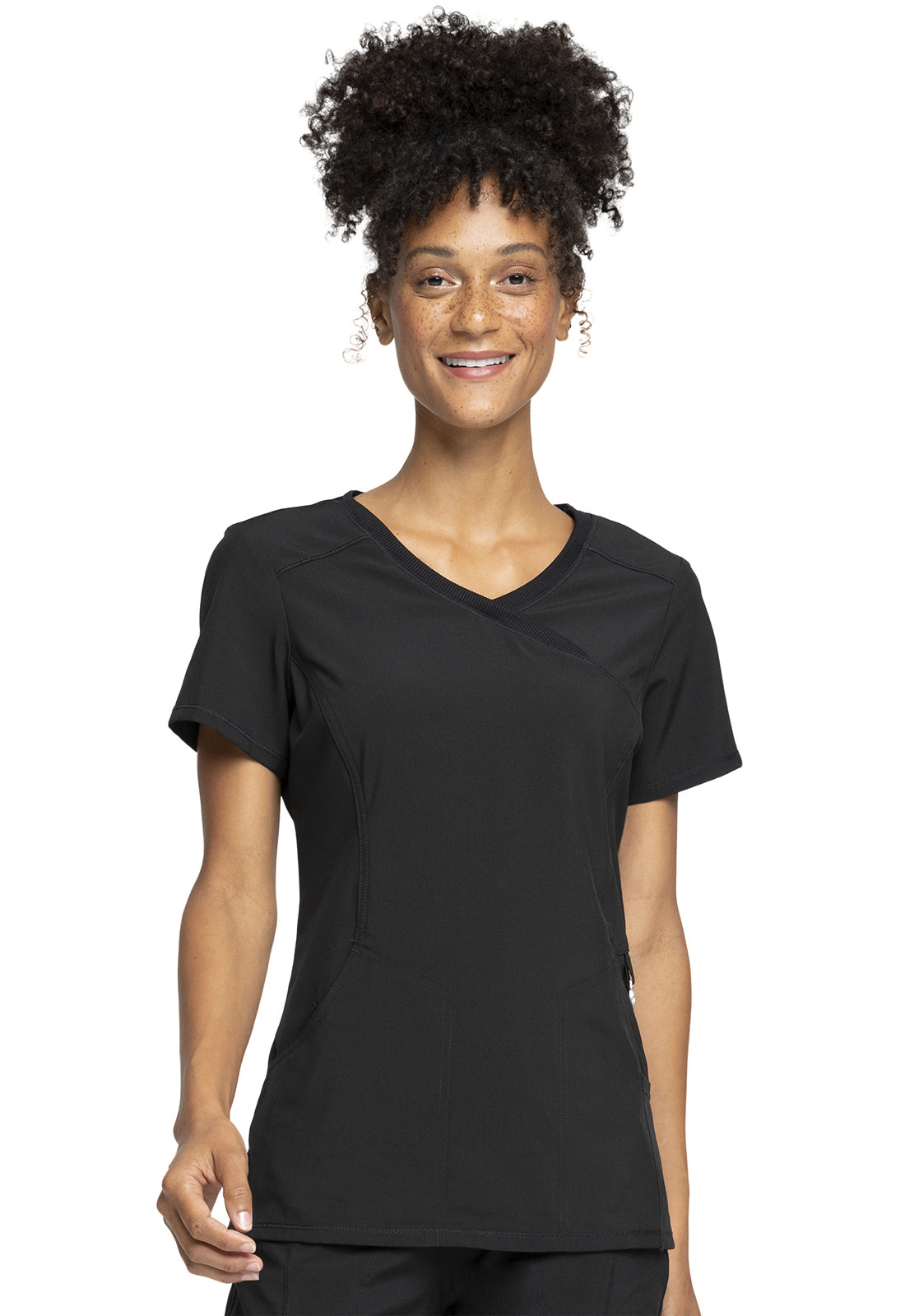 CHEROKEE Black Infinity Women's Mock Wrap Top 2625A