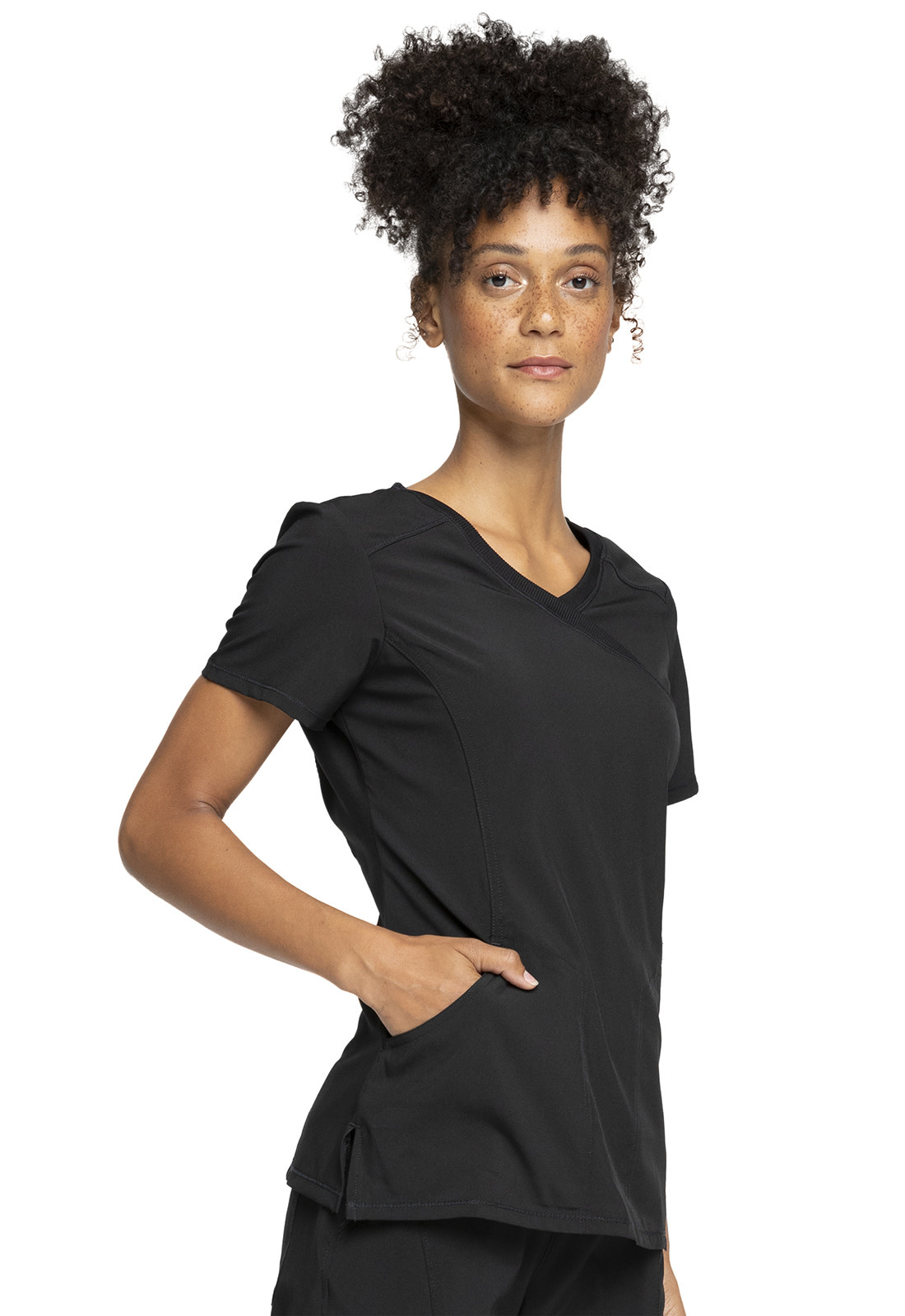 CHEROKEE Black Infinity Women's Mock Wrap Top 2625A