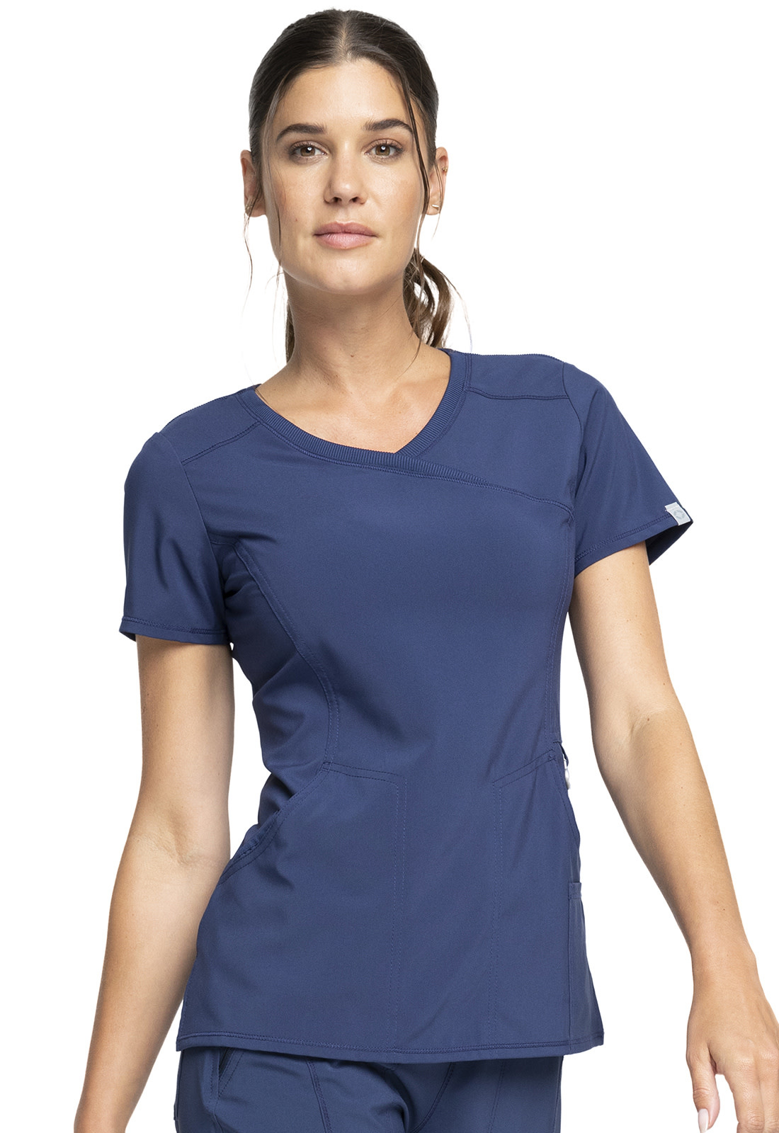 CHEROKEE Navy Blue Infinity Women's Mock Wrap Top 2625A