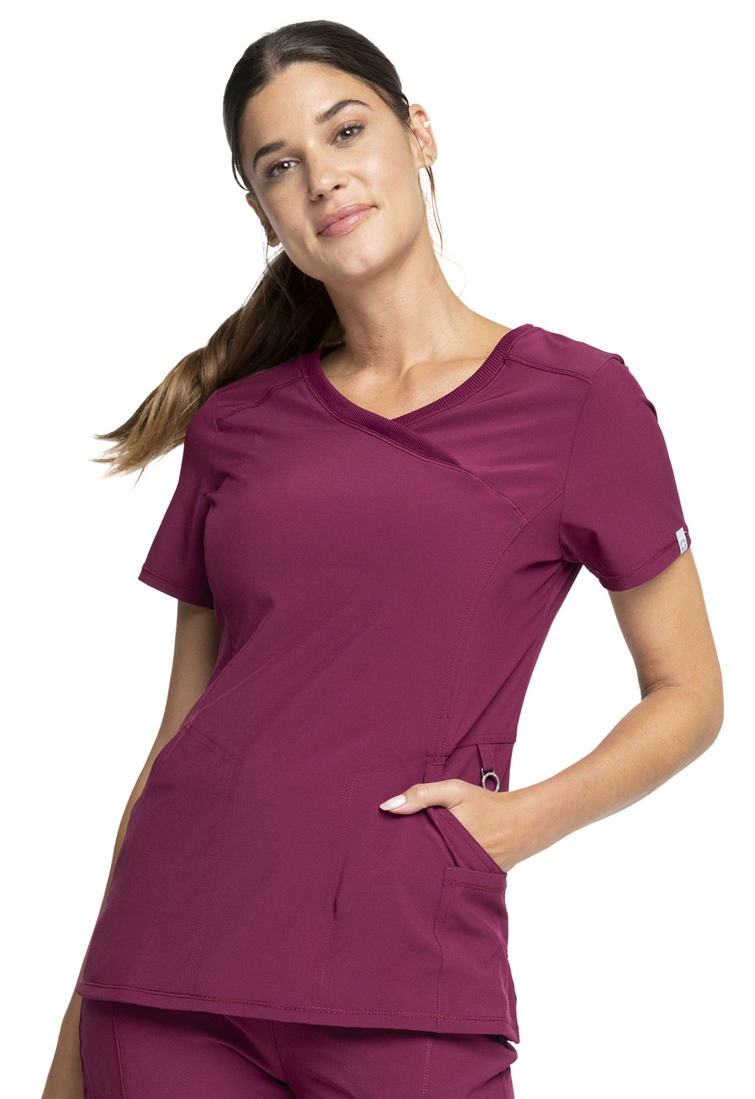 CHEROKEE Wine Infinity Women's Mock Wrap Top 2625A