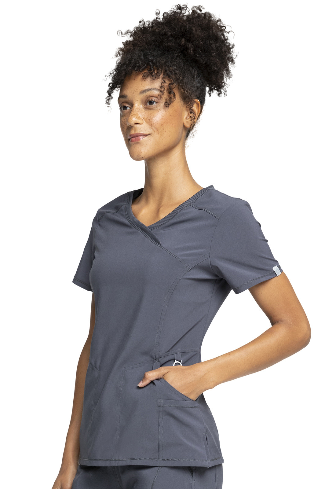 CHEROKEE Pewter Gray Infinity Women's Mock Wrap Top 2625A