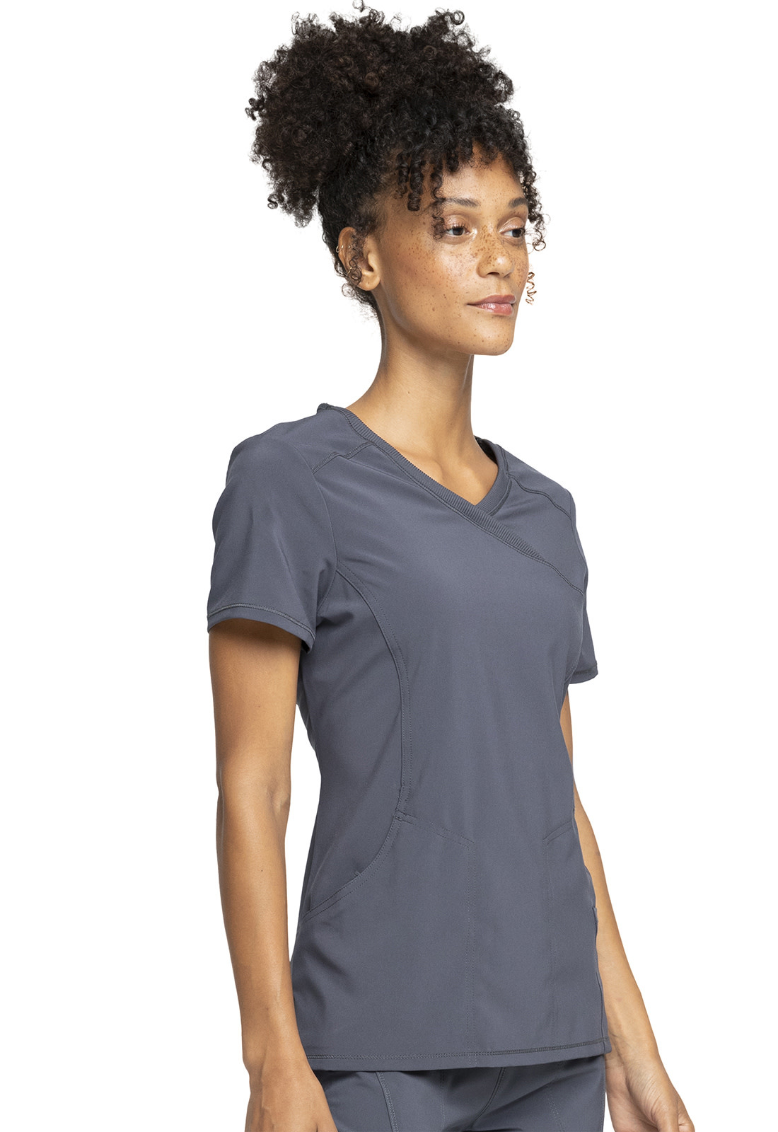 CHEROKEE Pewter Gray Infinity Women's Mock Wrap Top 2625A