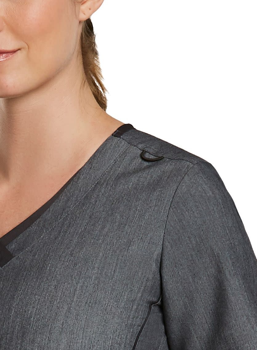 Matrix Pro Heather Gray Contrast Double V-Neck Top 3901