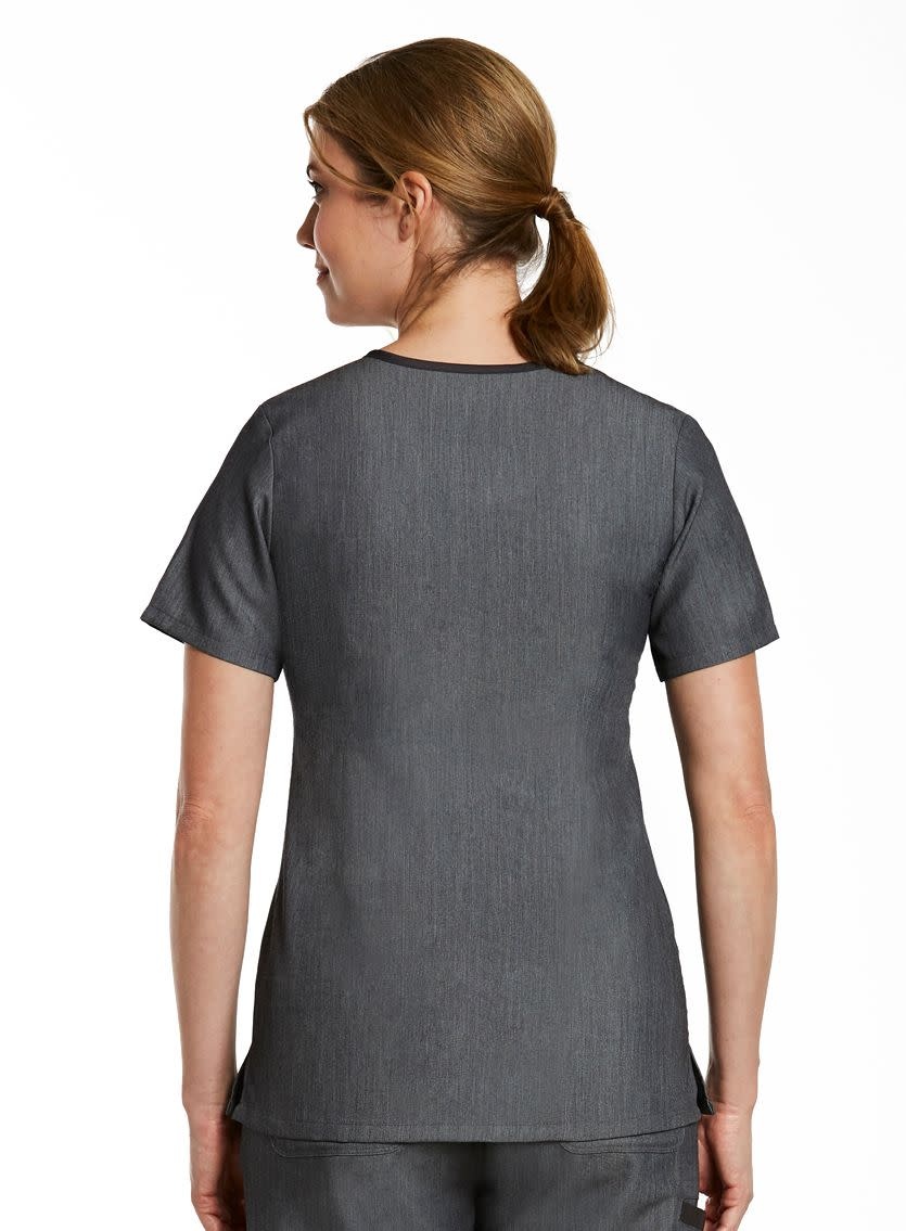 Matrix Pro Heather Gray Contrast Double V-Neck Top 3901