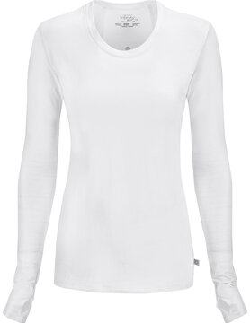 CHEROKEE White Long Sleeve Women's Underscrub Shirts 2626A White 2XL CLEARANCE