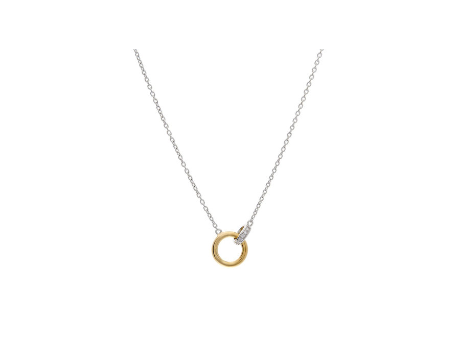 TWO TONE SILVER AND GOLD CIRCLE LINKS PENDANT (P69-GP)