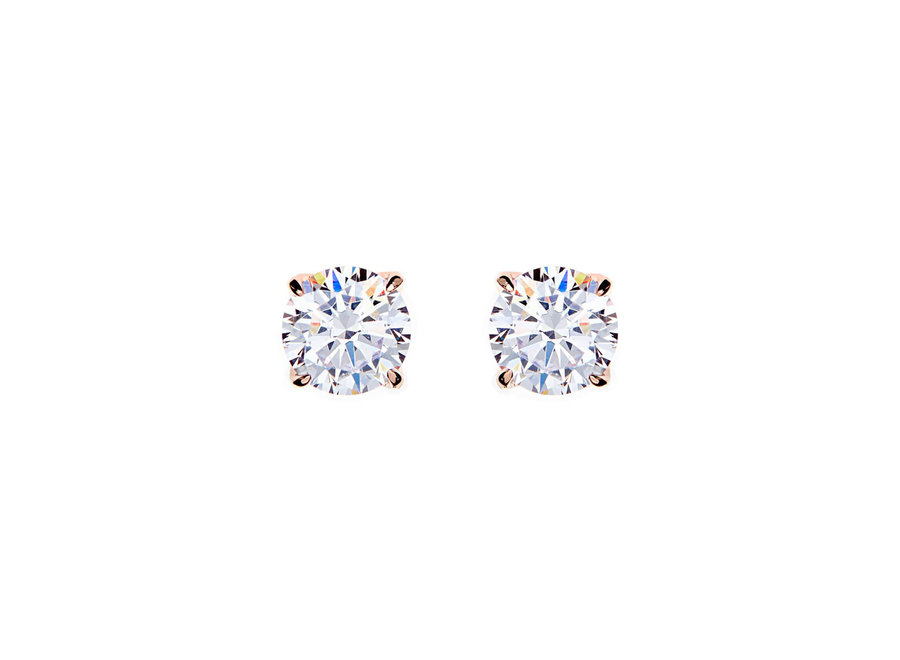 BRILLIANT CLAW-SET CUBIC ZIRCONIA ROSE GOLD STUD EARRINGS (E98-RG)