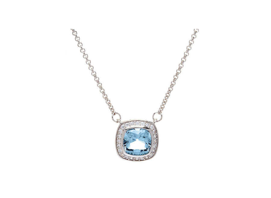 PHOEBE BLUE & CUBIC ZIRCONIA SQUARE PENDANT