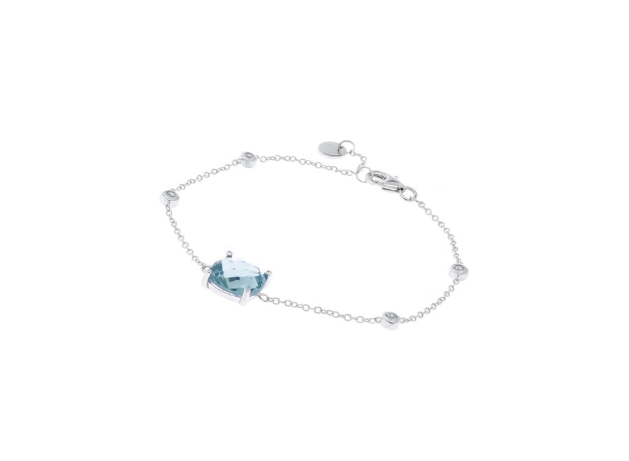 CLEAR & BLUE CUBIC ZIRCONIA BRACELET (B783-B)