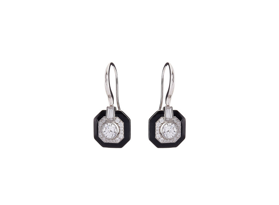 MASON BLACK & CLEAR SQUARE ART DECO EARRINGS (E16544)