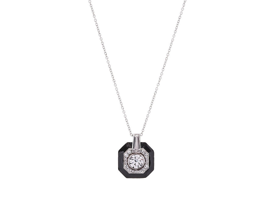 MASON BLACK & CLEAR SQUARE ART DECO PENDANT