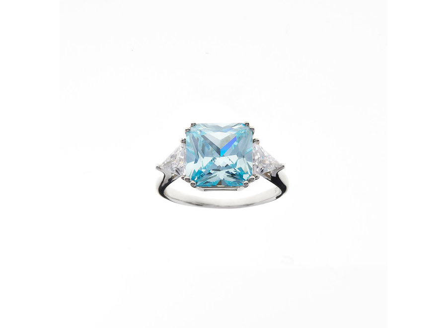 LOTTIE AQUA RHODIUM SQUARE RING