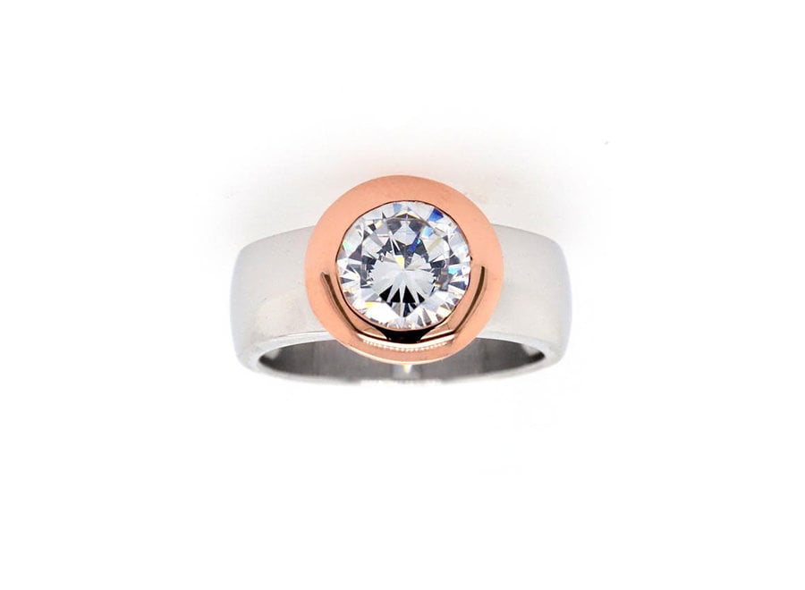 ROSE GOLD AND SILVER TWO TONE RING (R6421-RG)