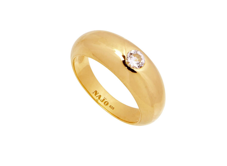 COSMIC NARROW YELLOW GOLD WHITE TOPAZ RING (R6644)