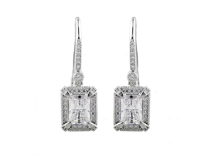 KATE PRINCESS CUT SILVER EARRINGS (E20752-RH)