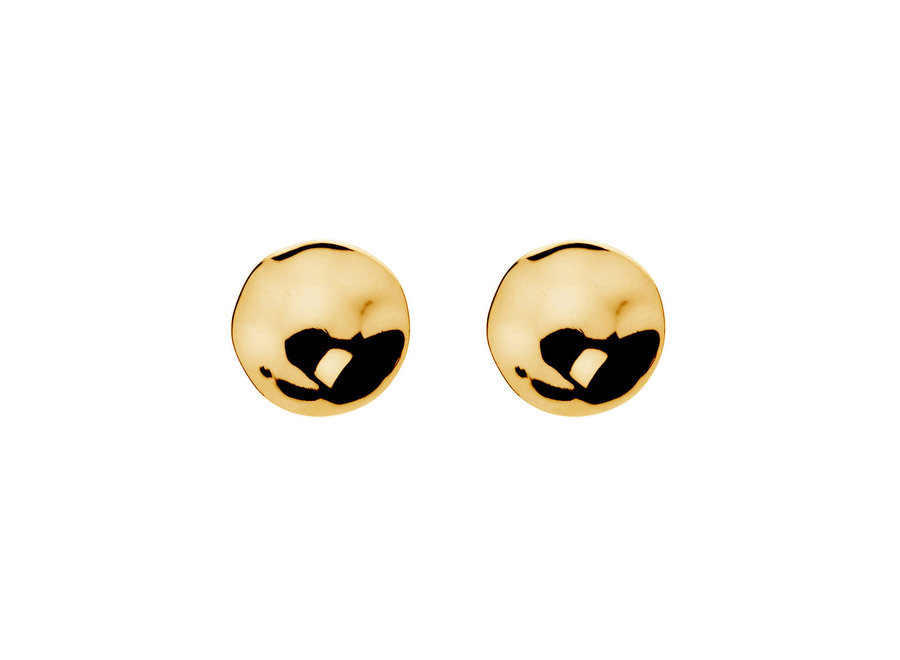 DOUBLE BEAT YELLOW GOLD STUD