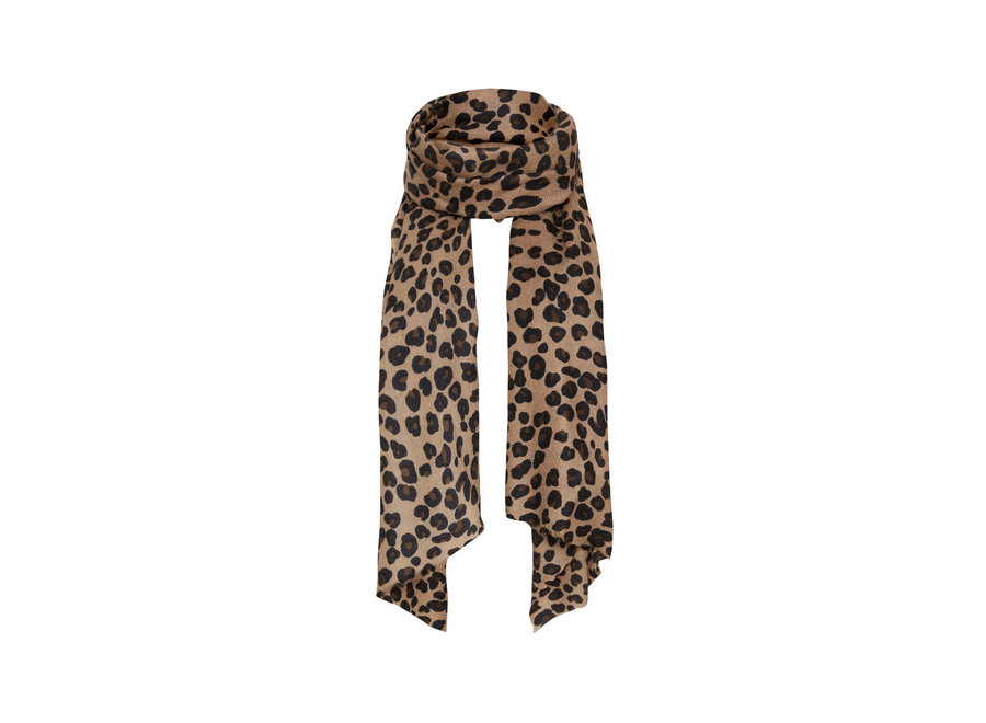 FINE WOVEN ANIMAL PRINT SCARF BROWN SPOT - Cashmere Essentials FINE WOVEN ANIMAL PRINT SCARF BROWN SPOT - Cashmere Essentials