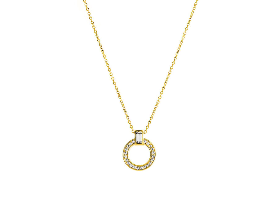 AVIVA GOLD PLATE ROUND BAGUETTE CUBIC ZIRCONIA PENDANT (P1678-GP)